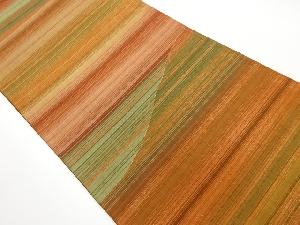 リサイクル　横縞に曲線模様織出し袋帯